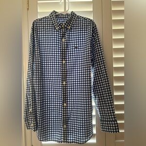 Vineyard Vines Blue and White Gingham Button-Down Performance Whale Shirt